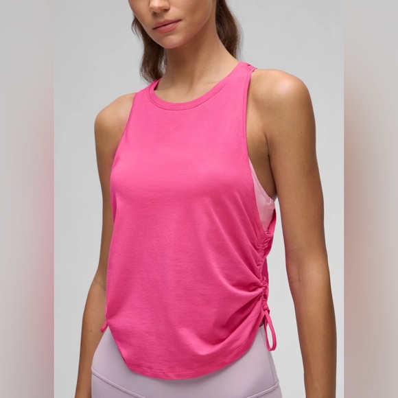 Pima Cotton Racerback Ruched Side Tank - Picture 3 of 7